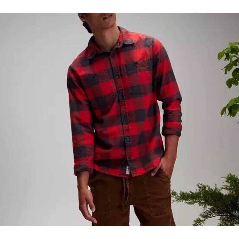 ALPINE DESIGN Flannel Shirt Men's Small Mid‎ Weight Red Gray Black Buffalo Plaid
